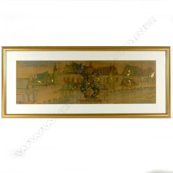 An Oriental ink and watercolour drawing