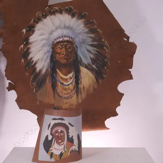 RED INDIAN PORTRAIT ON HIDE