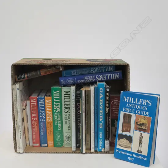 BOX OF ASST ANTIQUE/COLLECTABLE BOOKS, INCL MILLER'S GUIDES