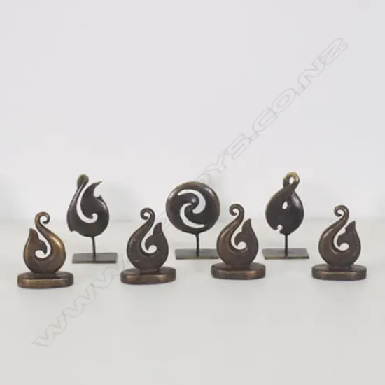 7 ASST CAST MAORI MOTIF SCULPTURES, 100MM