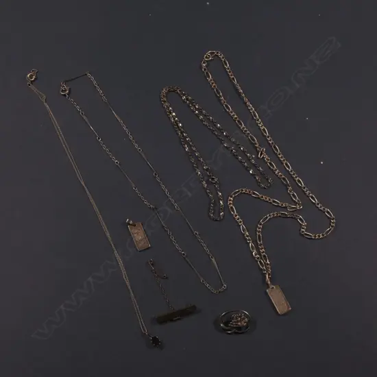 4 SILVER NECKLACES & 2 BROOCHES