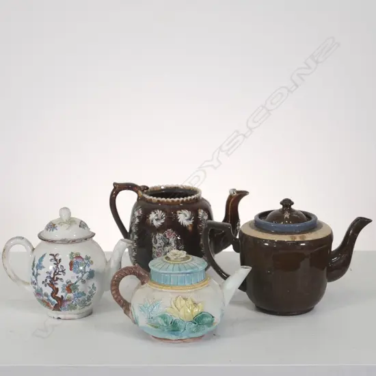 4 ASST TEAPOTS, INCL; BARGEWARE, ADAMS ETC, TALLEST H. 160MM, SOME FAULTS