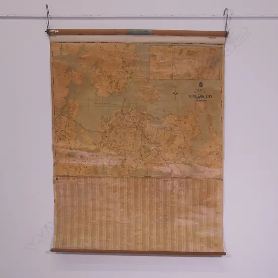 LG CANVAS BACKED MAP OF AUCKLAND CITY, 1030 X 1240MM