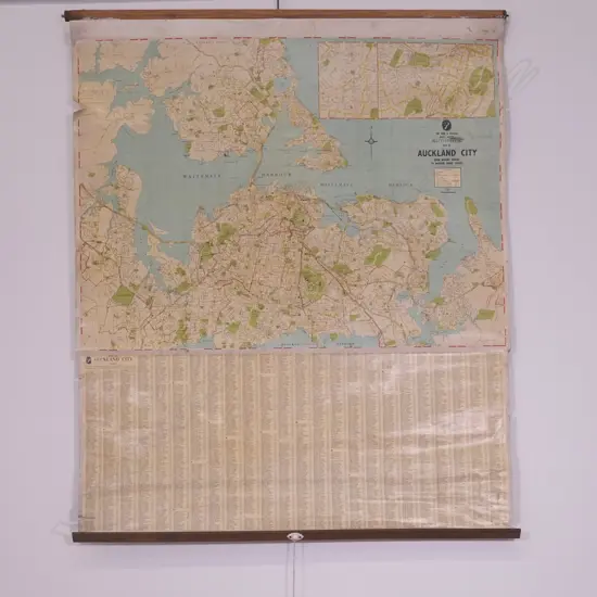 LG CANVAS BACKED MAP OF AUCKLAND CITY, 1030 X 1240MM