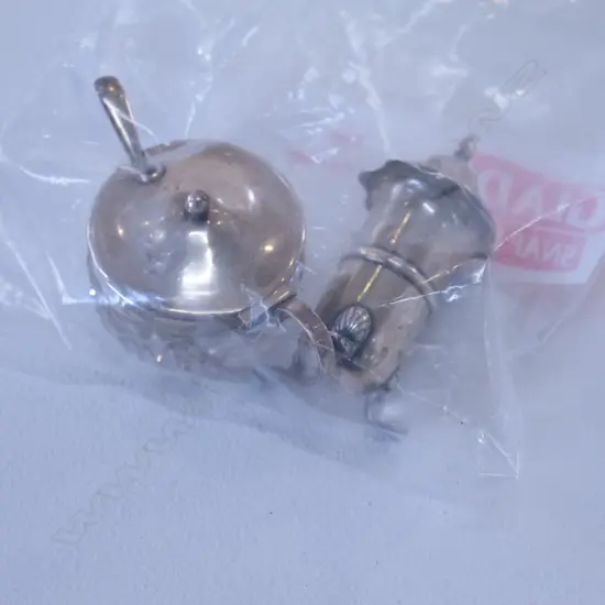 SILVER PEPPER, MUSTARD POT & SPOON