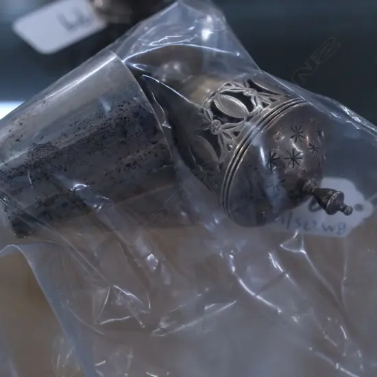 SILVER CASTER & SILVER SHOT GLASS 