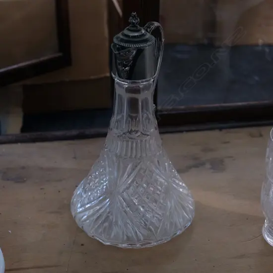 CUT GLASS AND EP WINE EWER H. 290MM