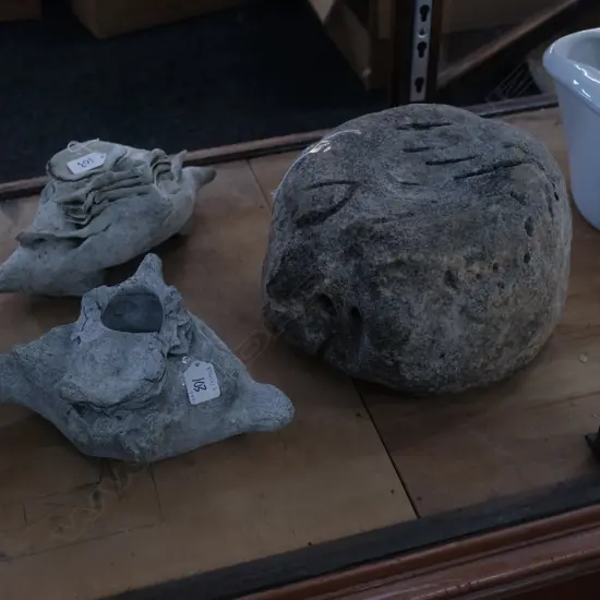 LARGE ROUND OLD WEATHER MAMMAL BONE & 2 OTHERS WIDEST 290MM