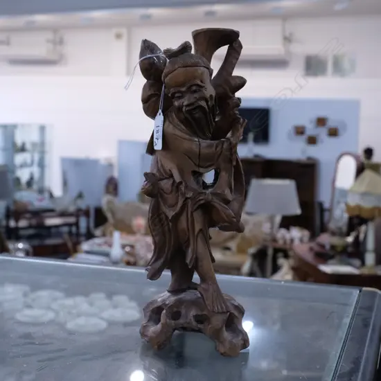 CARVED WOODEN CHINESE FIGURE, H. 310MM