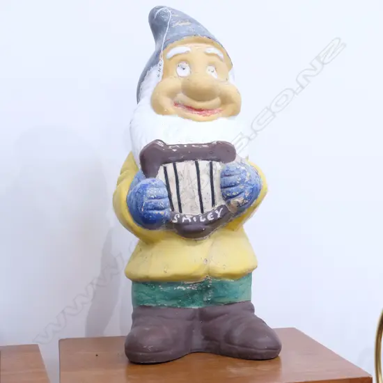 LARGE PLASTER GARDEN GNOME NAMED SMILEY H  500 MM