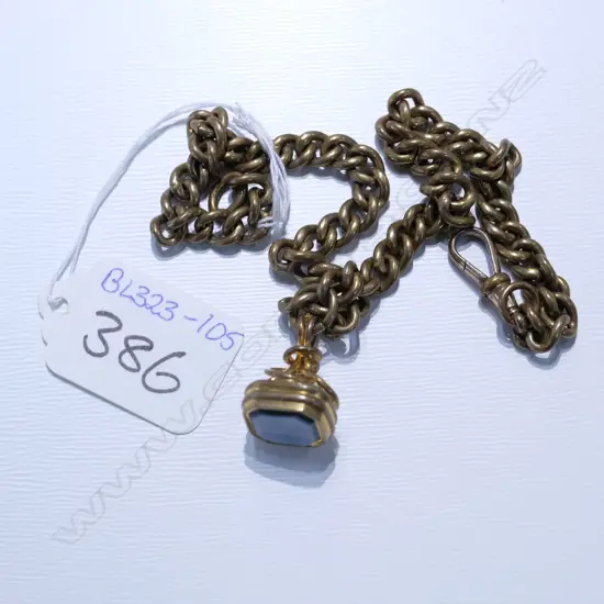 EDWARDIAN ROLLED GOLD WATCH CHAIN & SEAL