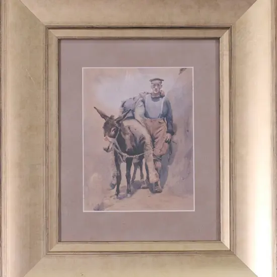 C1922 PRINT BY H MOORE JONES, 'SIMPSON AND HIS DONKEY', 170 X 130MM