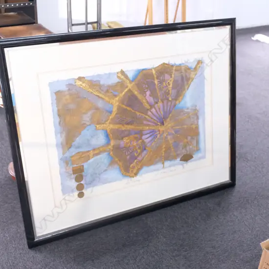 KAREL BURROWS 'SKY FANTASY' MIXED MEDIA ON HANDMADE PAPERS