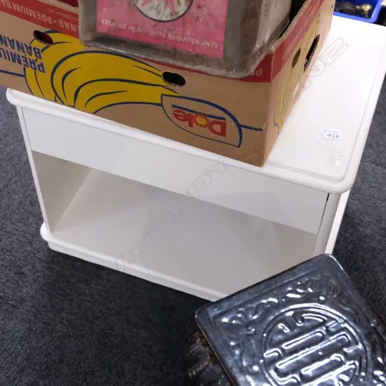 CREAM LACQUER BEDSIDE CABINET H. 500MM