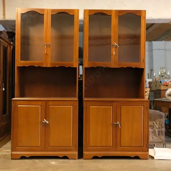 PR STANDING MAHOGANY DISPLAY CABINETS W. 910MM D. 570MM X H. 2130MM