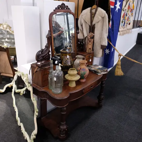VICT. MAHOGANY DRESSING TABLE W. 1200MM D. 700MM H. 1705MM
