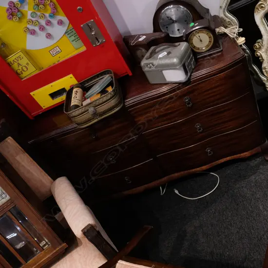 9 DRAWER MAHOGANY LOWBOY W. 1510MM D. 440MM X H. 730MM