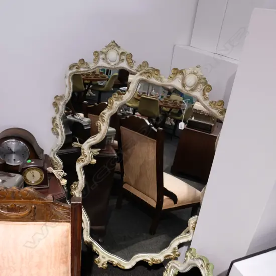 A PAIR OF ROCOCO STYLE MIRRORS H 1460 MM