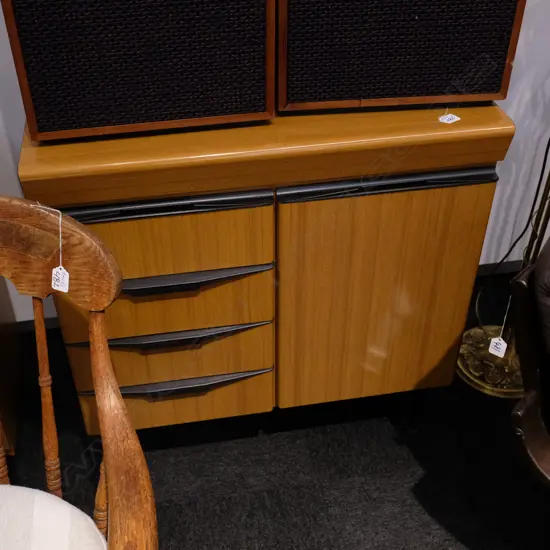 RETRO STYLE LOWBOY WITH CUPBOARD MARKED SALVORANI. H. 935MM W. 795MM