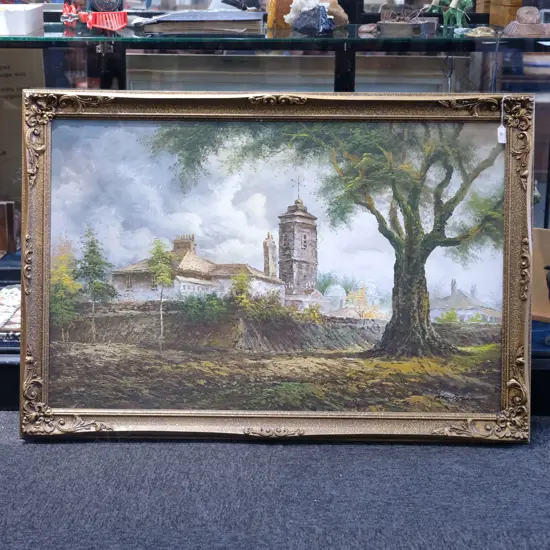 LARGE SIGNED CONTINENTAL OIP PAINTING (HENFOLD?)