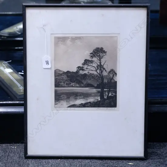 FRAMED ENGRAVING A.W. TURNBULL 'LOCKE DUICH' - H. 220MM W.  200MM