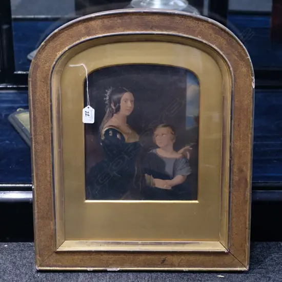 19TH C. FRAMED COLOUR LITHO 2 CHILDREN H. 550MM W. 450MM