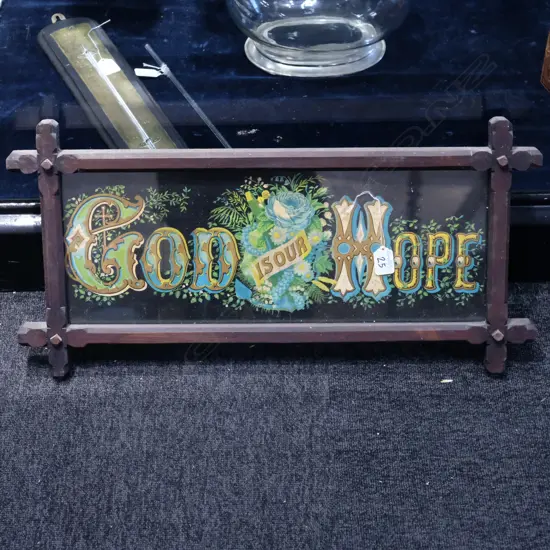 'GOD IS OUR HOPE' FRAMED LITHOGRAPH. FRAME H. 320MM X 640MM
