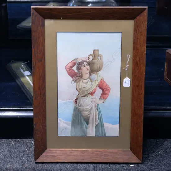 ITALIAN SCHOOL W/C OF YOUNG WOMAN WATER CARRIER - H. 400MM X 220MM