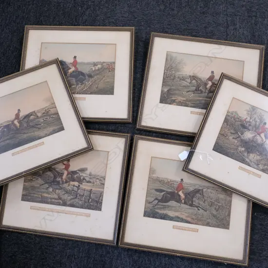 FRAMED SET OF 6 19THC HUNTING PRINTS 420 X 390 MM