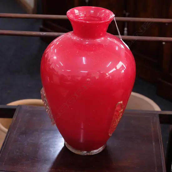 LARGE RED GLASS VASE H 430MM