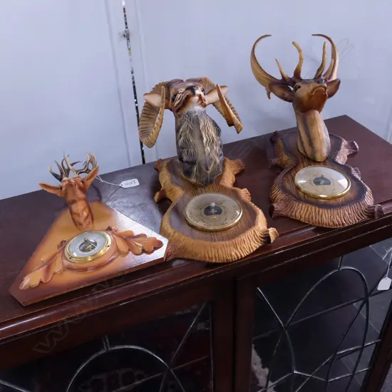 3 REPRODUCTION BAROMETERS DEER ETC. LARGEST 450MM