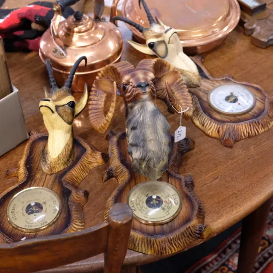 3 REPRODUCTION BAROMETERS SPRINGBOK ETC. H. 360MM