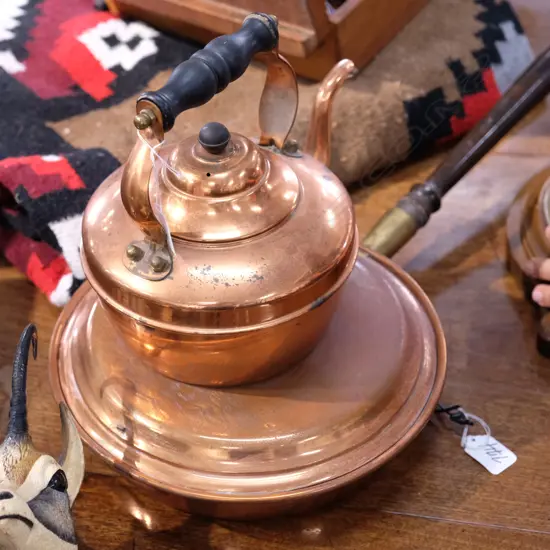 COPPER WARMING PAN+ A KETTLE