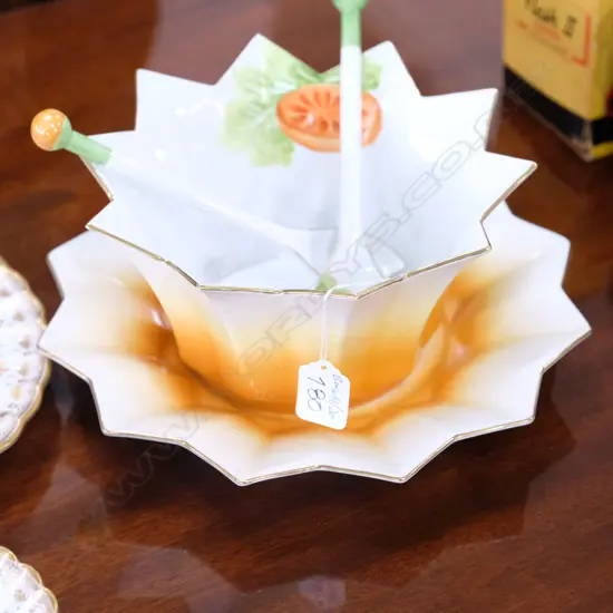 VINTAGE NORITAKE BOWL/SAUCER + SALAD SERVERS