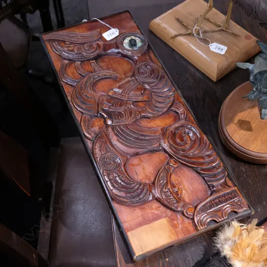 MAORI SOUVENIR CARVED WALL PANEL