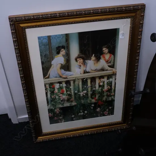 GILT FRAMED PRINT - WOMEN ON BALCONY