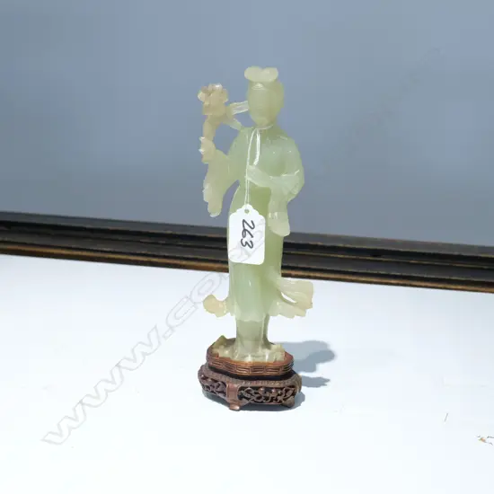 CHINESE CHRYSOPHASE CARVED WOMAN FINE CARVED STAND A.F