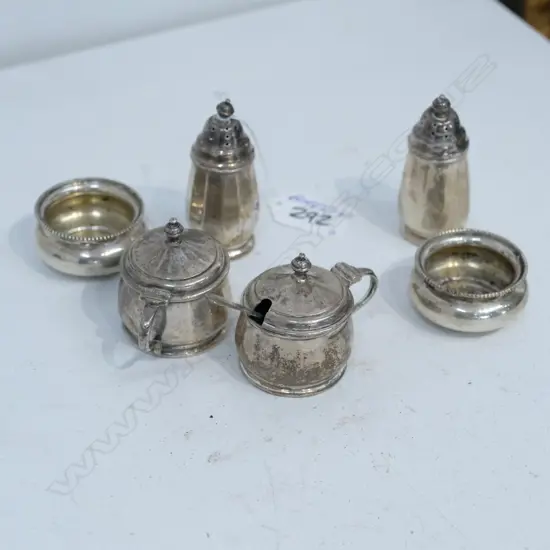 6 SILVER CONDIMENTS: 155 GMS OF SILVER