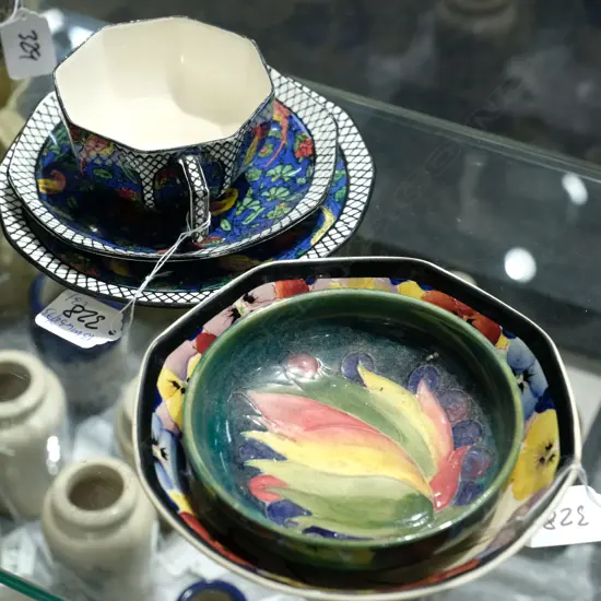 SMALL MOORECROFT DISH/R/DOULTON PANSY BOWL+ TRIO (AF)