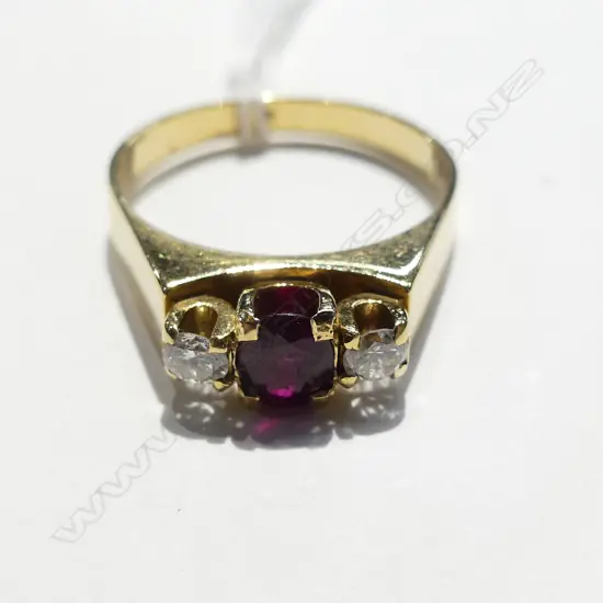 9CT GOLD RUBY AND DIAMOND RING