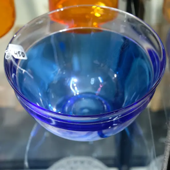 ORREFORS BLUE GLASS BOWL 