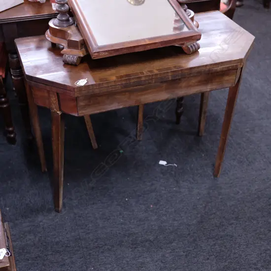 19THC MAHOGANY CARD TABLE
