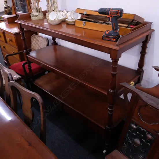 19TH C MAHOGANY DUMB WAITER