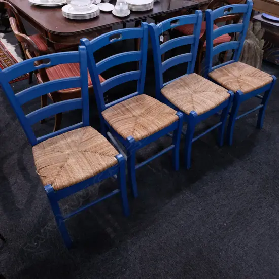 4 RUSH SEATED CHAIRS
