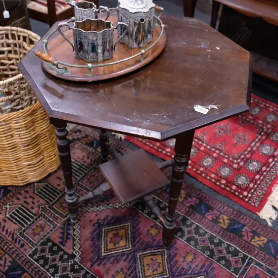 KAURI MAHOGANY STAINED OCTAGONAL SIDE TABLE
