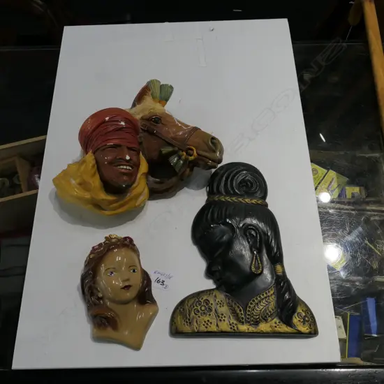 BOSSON HEAD w 30s FEMALE WALL PLAQUE, CANDLE & 1 OTHER