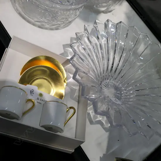 VILLEROY & BOSCH CRYSTAL BOWL Dia.320mm, & LIMOGES EDOUARD RIMBAUD COFFEE SET