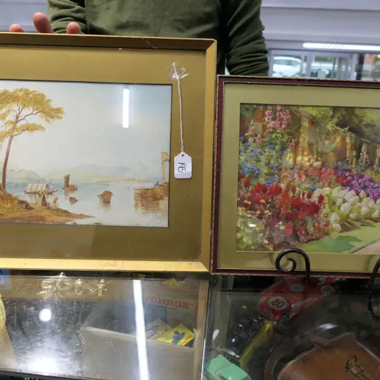 EARLY 19thC WATERCOLOUR LANDSCAPE & PRINT