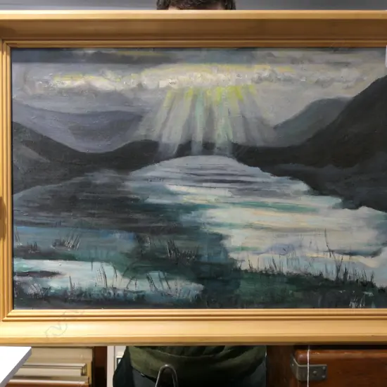 C F EMERY OIL BOARD "DAWN AT LAKE TE ANAU"