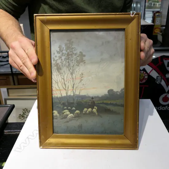 BLYTHE FLETCHER W/C SHEPHERD IN LANDSCAPE 265MM X 180MM